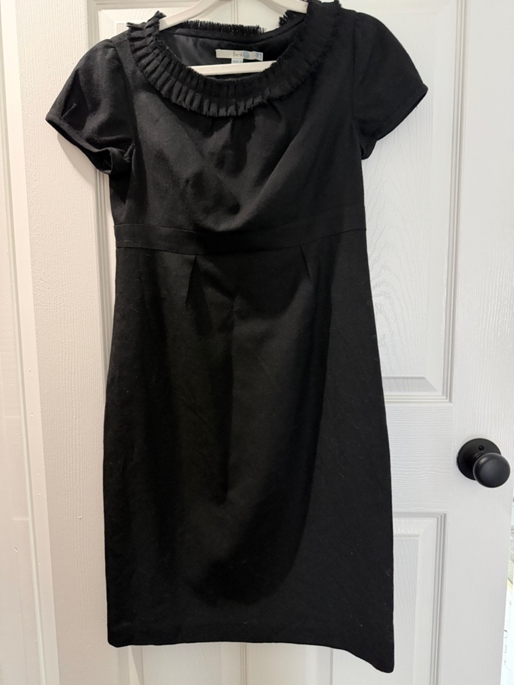 Boden Black Ruffled Collar Midi Dress